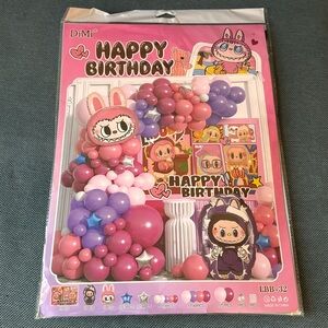 Labubu Theme Party Balloons Pink Purple Combination New #1